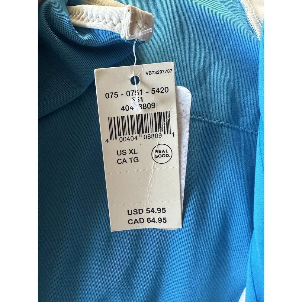 NWT Aerie Women's XL Blue Wide Rib Henley Cheeky One Piece Swimsuit NEW $54